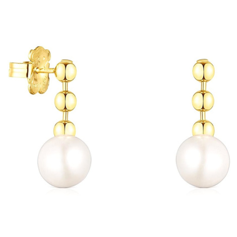 Tous Elegantní pozlacené náušnice s perlami Gloss 111233590