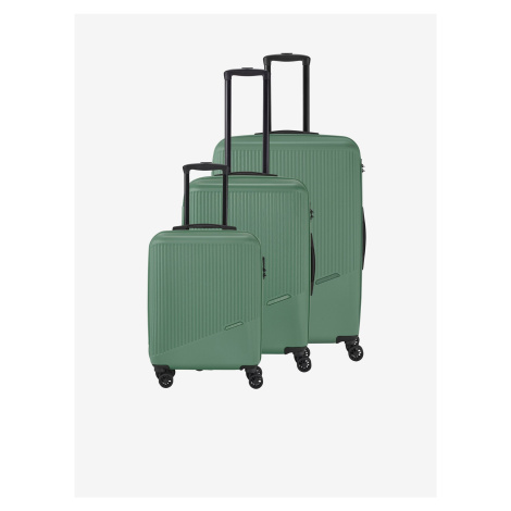 Sada tří cestovních kufrů v zelené barvě Travelite Bali S,M,L Green
