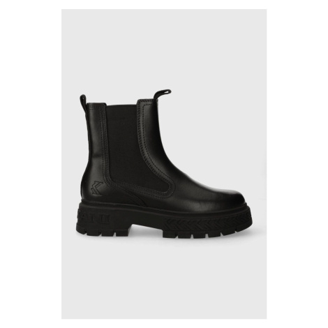 Kožené kotníkové boty Karl Kani KK Soho Chelsea Boot dámské, černá barva, na platformě, 1120308 