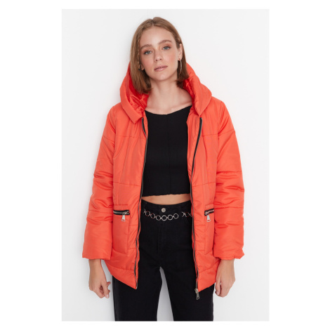 Trendyol Orange Oversize Puffy Coat s kapucí