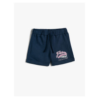 Koton Girls' Printed Short Shorts Made of Cotton with a Lace-Up Waist.