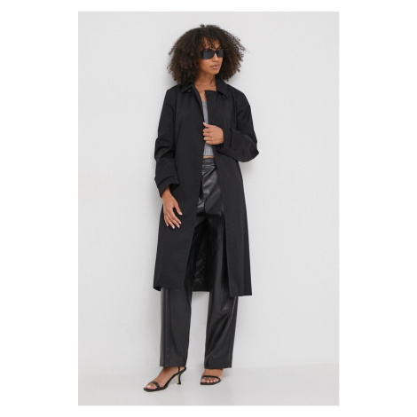 Trench kabát Calvin Klein dámský, černá barva, přechodný, dvouřadový, K20K206320