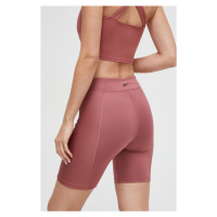 Šortky na jógu Reebok růžová barva, high waist