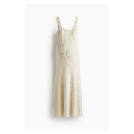 H & M - MAMA Dlouhé šaty z žebrovaného úpletu - béžová H&M