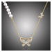 Éternelle Elegantní perlový náhrdelník se zirkony Laura - motýl NH1123-XL61812 Zlatá 38 cm + 5 c