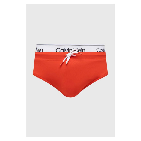 Plavky Calvin Klein červená barva, KM0KM00959