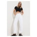 Trend Alaçatı Stili Women's White Elastic Waist And Cuff Cargo Jogger Pants With Pocket