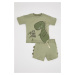 DEFACTO Baby Boy Dinosaur Printed Combed Cotton Short Sleeve T-Shirt Shorts 2-Piece Set