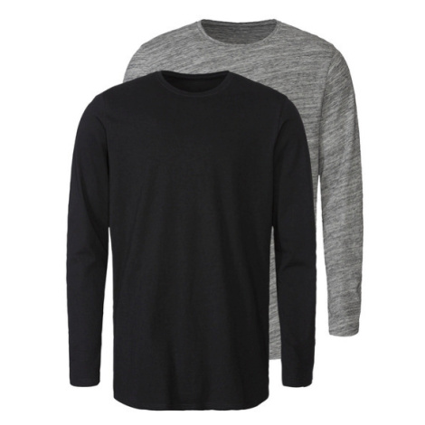 LIVERGY® Pánské triko s dlouhými rukávy, 2 kusy (černá/šedá)