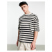 ASOS DESIGN oversized stripe t-shirt in black and ecru