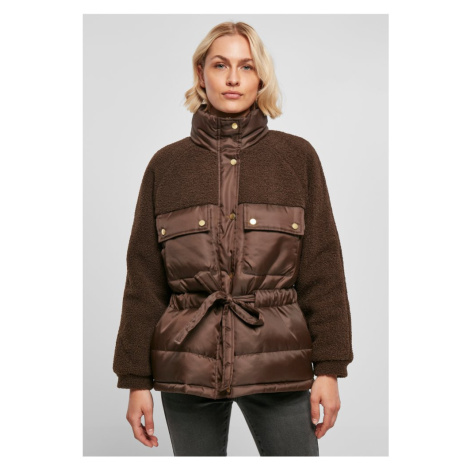 Ladies Sherpa Mix Puffer Jacket - brown Urban Classics
