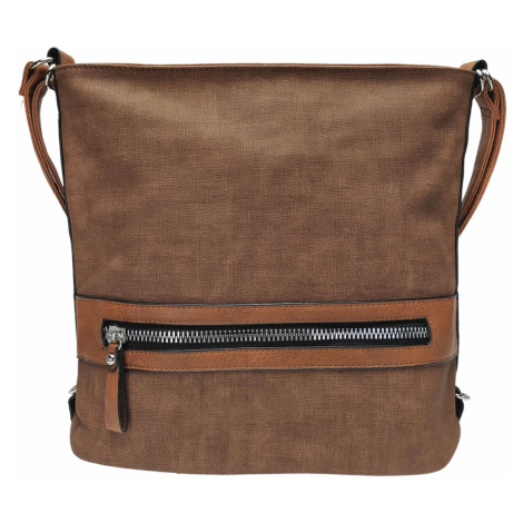 Velká středně hnědá kabelka a batoh 2v1 s texturou Hennie Tapple