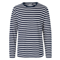 Neutral Pánské tričko s dlouhým rukávem NE61050 White - Navy -Striped