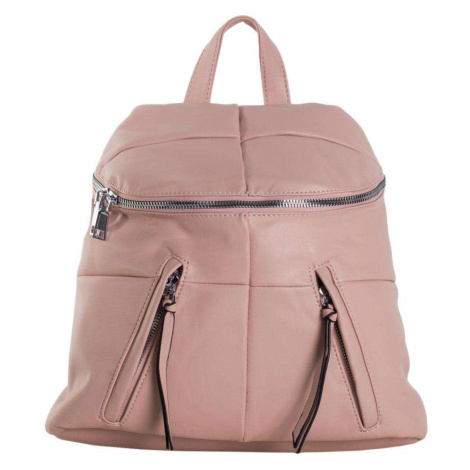 Světle růžový prošívaný batoh z eko kůže Fashionhunters