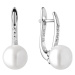Gaura Pearls Stříbrné náušnice s bílou perlou a zirkony Amber, stříbro 925/1000 SK21228EL/W Bílá