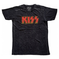 KISS tričko, Classic Logo Snow Washed Black, pánské