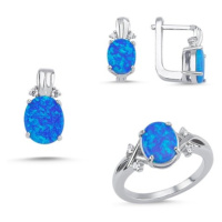 Luxusní sada šperků s modrým opálem a zirkony Elite
