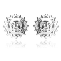 Stříbrné náušnice 925 - usměvavé sluníčko s vyřezanými paprsky, puzetky