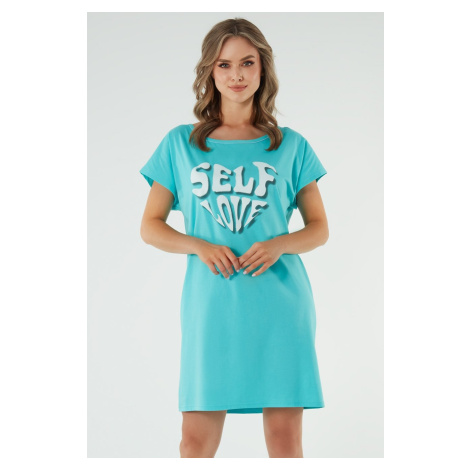 Noční košilka Italian Fashion Selfie - bavlna Tyrkysová