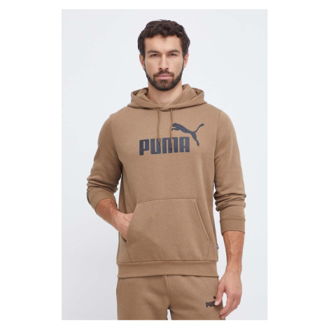 Mikina Puma pánská, hnědá barva, s kapucí, s potiskem, 586687