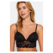 Trendyol Black Polyamide Lace Detailed Covered Bustier Bra