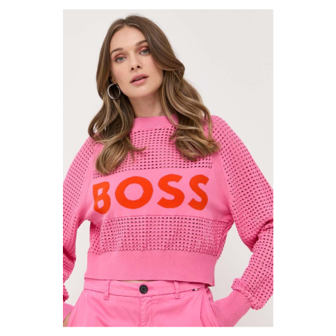 Svetr BOSS dámský, růžová barva, lehký Hugo Boss