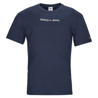 Tommy Jeans TJM CLASSIC LINEAR LOGO TEE Tmavě modrá