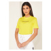 Calvin Klein Calvin Klein dámské žluté tričko SHRUNKEN INSTITUTIONAL LOGO TEE