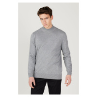 ALTINYILDIZ CLASSICS Men's Gray Melange Standard Fit Normal Cut Half Turtleneck Knitwear Sweater