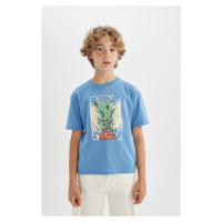 DEFACTO Boy's Oversize Fit Crew Neck Printed Short Sleeve T-Shirt