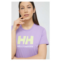 Bavlněné tričko Helly Hansen fialová barva, 34112-001