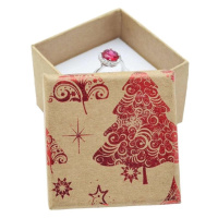 Dárková krabička na šperky - červené vánoční stromky a hvězdy
