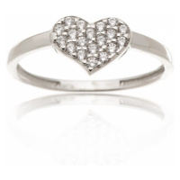 Zlatý prsten srdce s čirými zirkony PR0437F + DÁREK ZDARMA