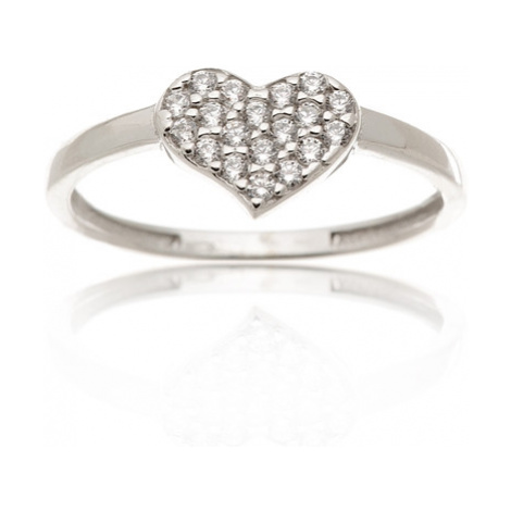Zlatý prsten srdce s čirými zirkony PR0437F + DÁREK ZDARMA Ego Fashion