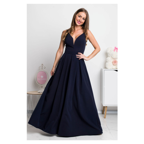 Parisse Tmavě modré dlouhé společenské šaty