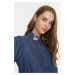 Trendyol Blue Floral Embroidery Woven Shirt