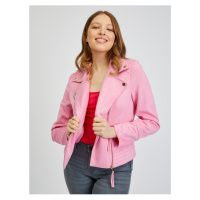 Růžová dámská koženková bunda v semišové úpravě ORSAY