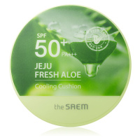 The Saem Jeju Fresh Aloe Cooling Cushion dlouhotrvající make-up v houbičce SPF 50+ se zklidňujíc