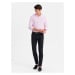 Men's cotton REGULAR FIT shirt with fine stripes - pink V2 OM-SHOS-0170