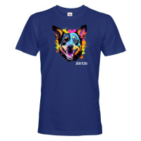 Pánské tričko s potiskem plemene Austrálsky honácký pes s volitelným jménem