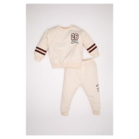 DEFACTO Baby Boy Printed Sweatshirt Tracksuit Bottom 2-Piece Set