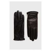 Kožené rukavice Emporio Armani dámské, černá barva