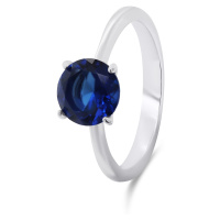 Brilio Silver Nadčasový stříbrný prsten s modrým zirkonem RI057WB