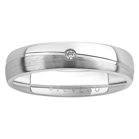 Snubní stříbrný prsten GLAMIS s diamantem Silvego