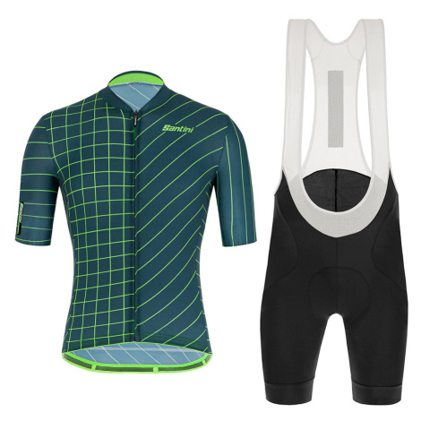 SANTINI Cyklistický krátký dres a krátké kalhoty - SLEEK DINAMO - zelená/černá