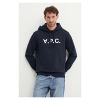 Bavlněná mikina A.P.C. hoodie standard grand vpc GOTS tmavomodrá barva, s kapucí, s aplikací, CO