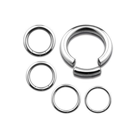 Ocelový piercing, lesklý hladký kruh ve stříbrném barevném provedení - Průměr: 8 mm Šperky eshop