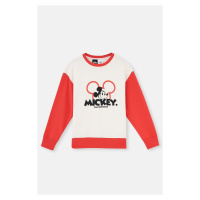 Dagi Ecru Mickey Mouse Print Detail Unisex Sweatshirt