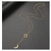 Camerazar Dlouhý náhrdelník ze zlaté chirurgické oceli 316L s motivem slunce a měsíce, délka 60 