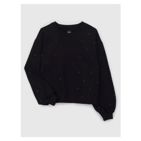 GAP Mikina vintage soft crop černá s kamínky